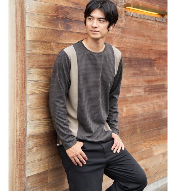 ikka「ＷフェイスリップルキリカエロンＴ」|Tシャツ・カットソー|カーキ