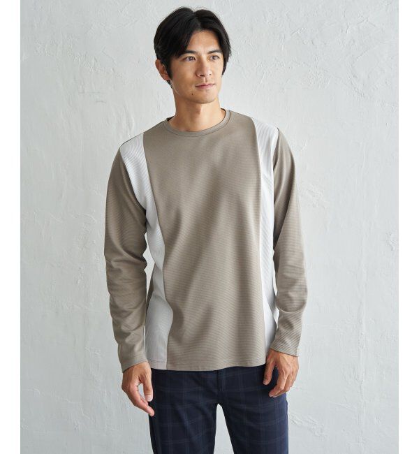 ikka「ＷフェイスリップルキリカエロンＴ」|Tシャツ・カットソー|ベージュ