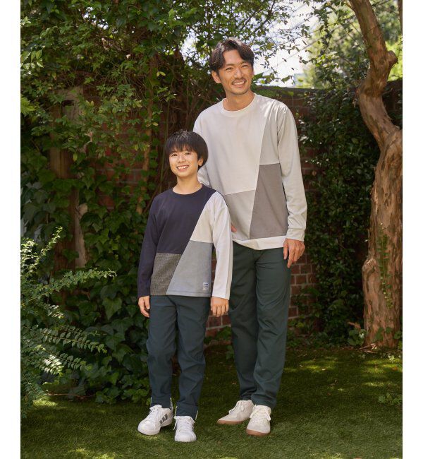 ikka kids「ポンチ異素材ブロックスロンT（120~160cm）」|Tシャツ・カットソー|
