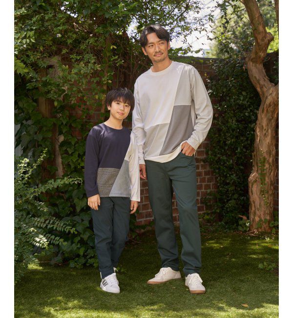 ikka kids「ポンチ異素材ブロックスロンT（120~160cm）」|Tシャツ・カットソー|