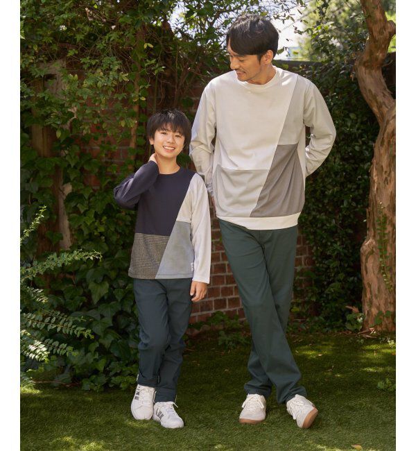 ikka kids「ポンチ異素材ブロックスロンT（120~160cm）」|Tシャツ・カットソー|