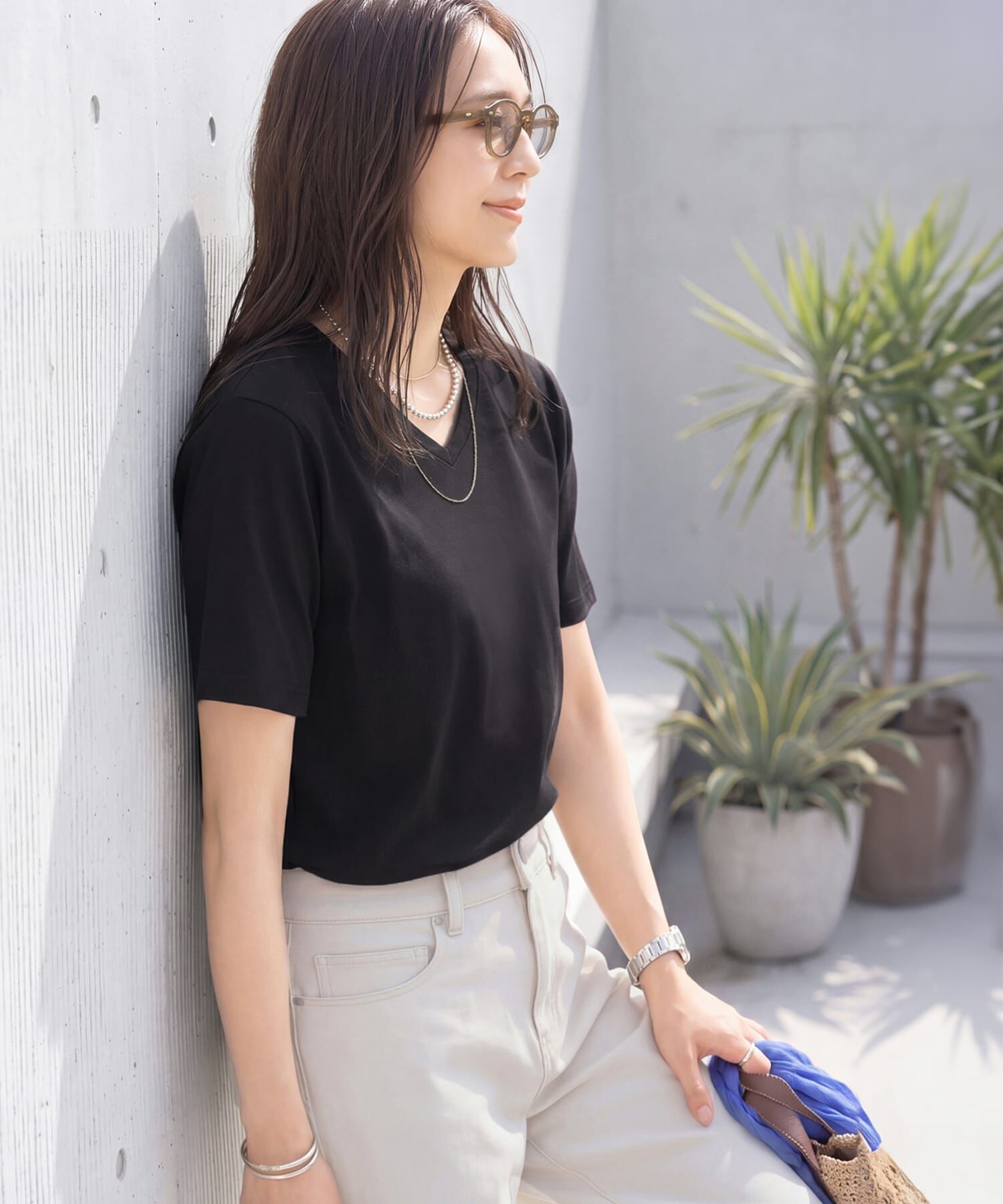 STYLE DELI「【ものづくりJAPAN】DIORAMAシルキースムース／VネックT」|Tシャツ・カットソー|