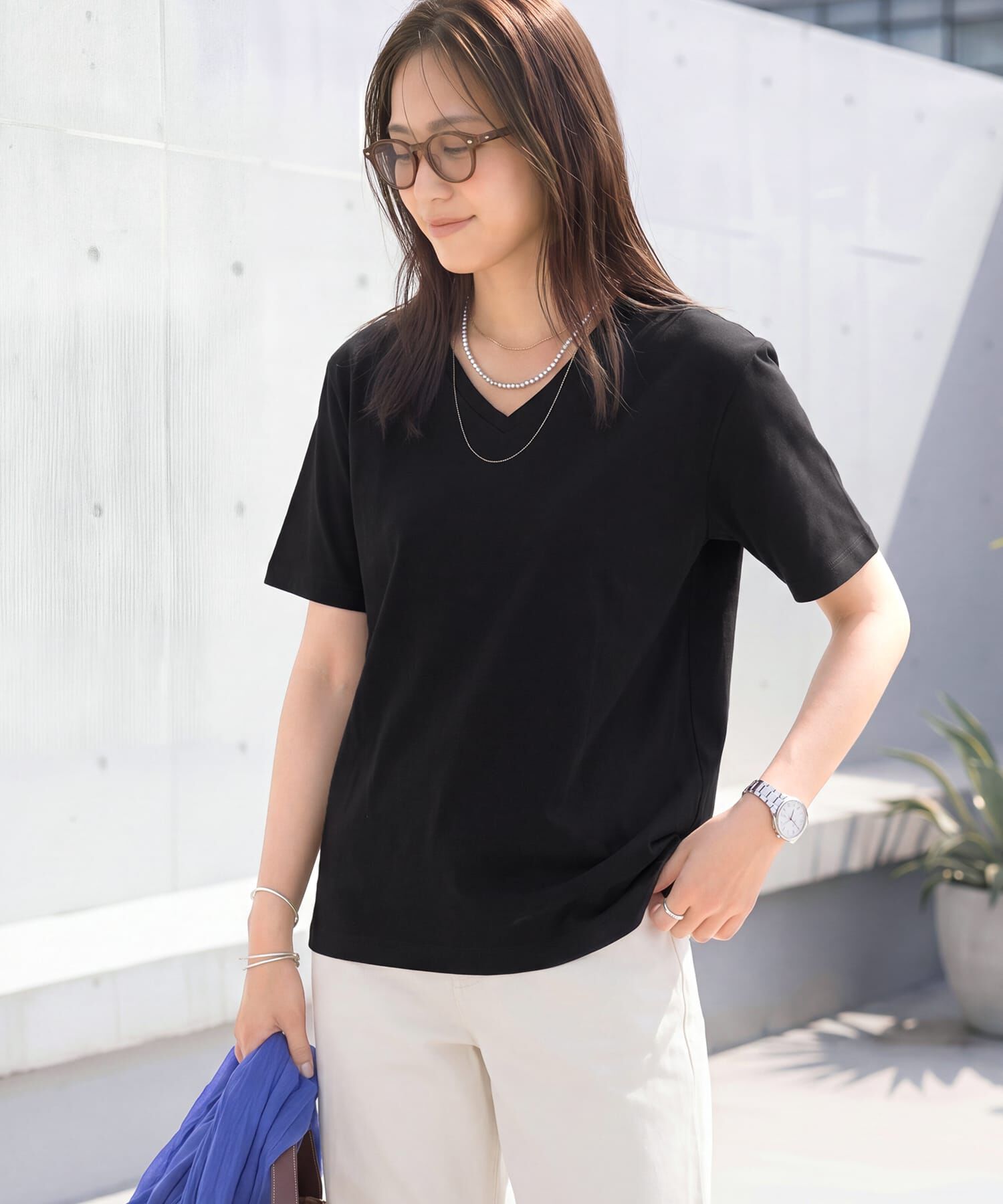 STYLE DELI「【ものづくりJAPAN】DIORAMAシルキースムース／VネックT」|Tシャツ・カットソー|