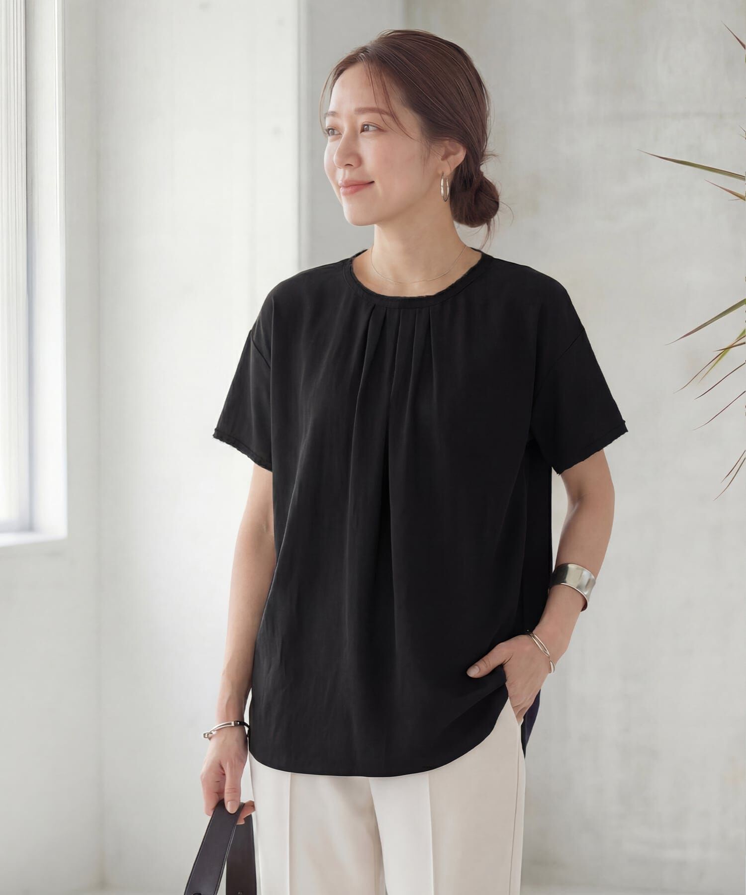 STYLE DELI「【LUXE】everyday半袖ブラウス」|シャツ・ブラウス|ブラック