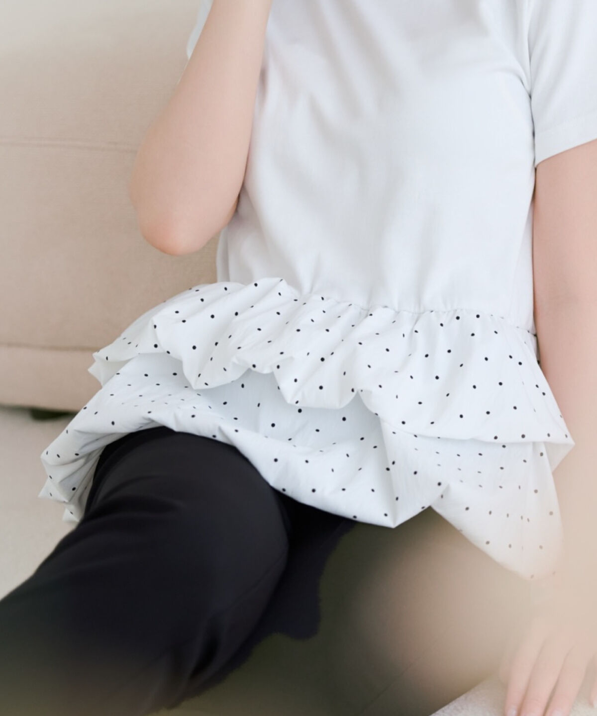 WILLSELECTION「ドットバルーンヘムペプラムトップス」|Tシャツ・カットソー|