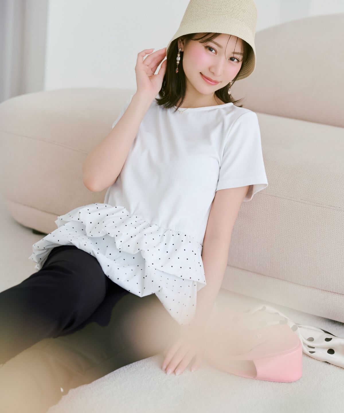 WILLSELECTION「ドットバルーンヘムペプラムトップス」|Tシャツ・カットソー|