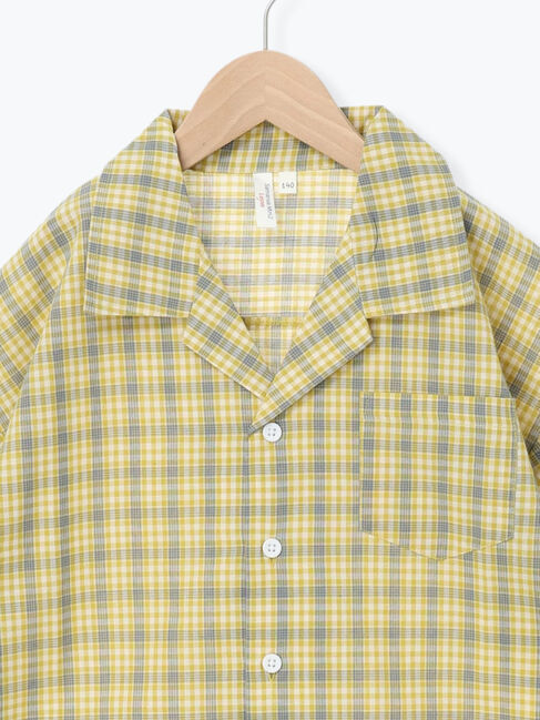 140・150】チェック開襟シャツ(セットアップ可)（Samansa Mos2 Lagom