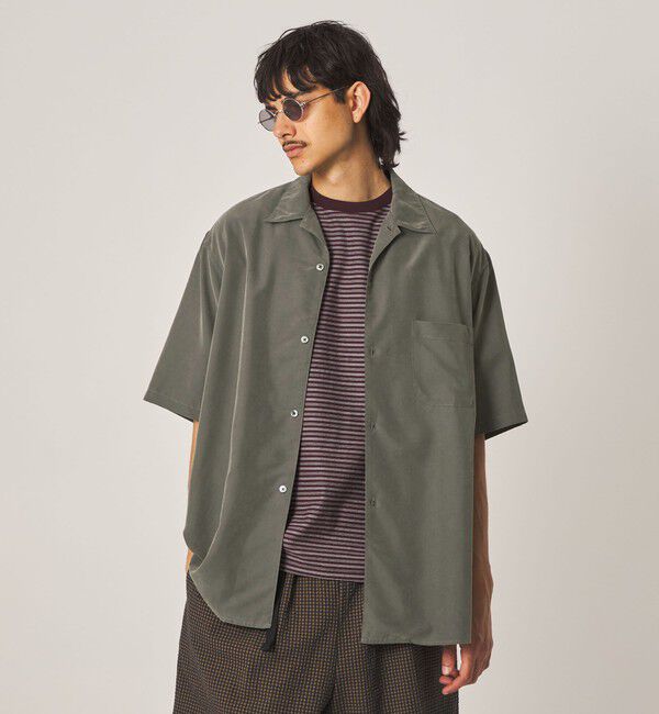 Steven Alan＞ ドレープ オープンカラー ショートスリーブ シャツ BOX