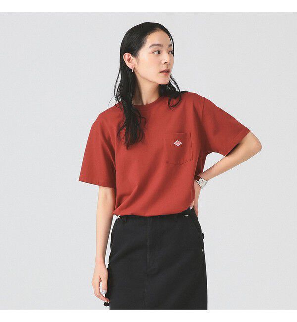 BEAMS SELECTION for WOMEN「DANTON / ポケット Tシャツ　26SS 洗濯可 ロゴオーバーサイズ リラックス メンズライク ダントン」|Tシャツ・カットソー|RED