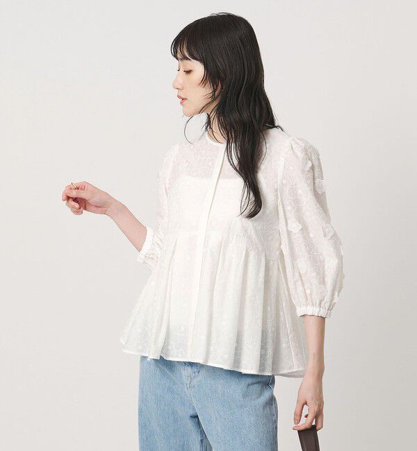 UNITED ARROWS「3Dフラワー ペプラム ブラウス ‐ウォッシャブル‐」|シャツ・ブラウス|
