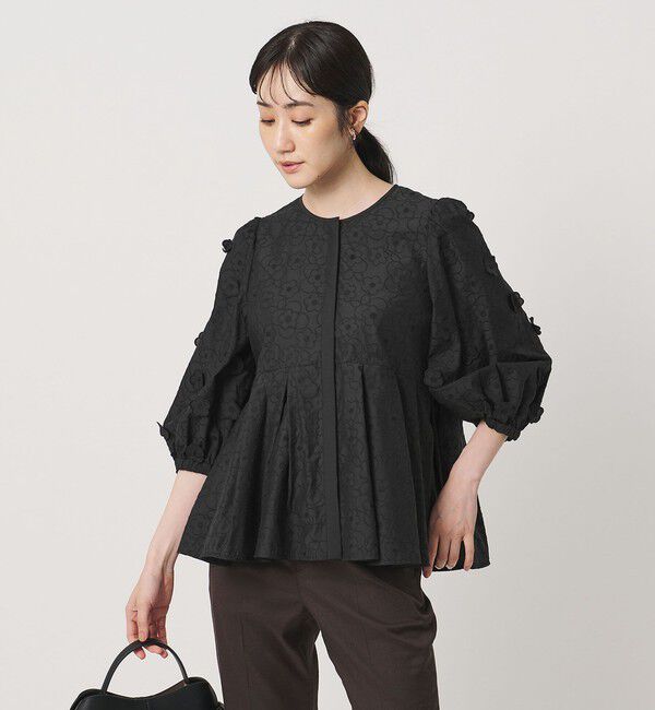 UNITED ARROWS「3Dフラワー ペプラム ブラウス ‐ウォッシャブル‐」|シャツ・ブラウス|