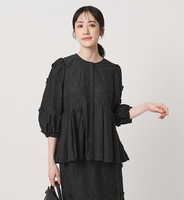 UNITED ARROWS「3Dフラワー ペプラム ブラウス ‐ウォッシャブル‐」|シャツ・ブラウス|
