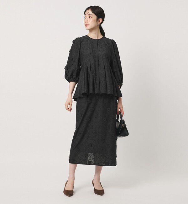 UNITED ARROWS「3Dフラワー ペプラム ブラウス ‐ウォッシャブル‐」|シャツ・ブラウス|