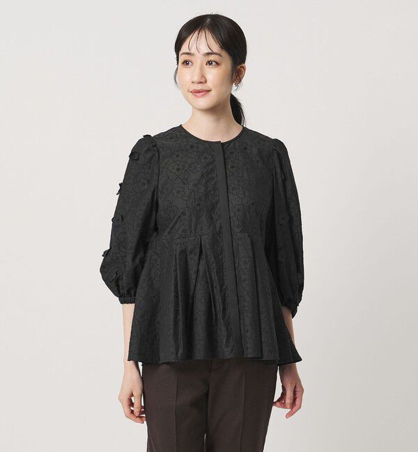 UNITED ARROWS「3Dフラワー ペプラム ブラウス ‐ウォッシャブル‐」|シャツ・ブラウス|
