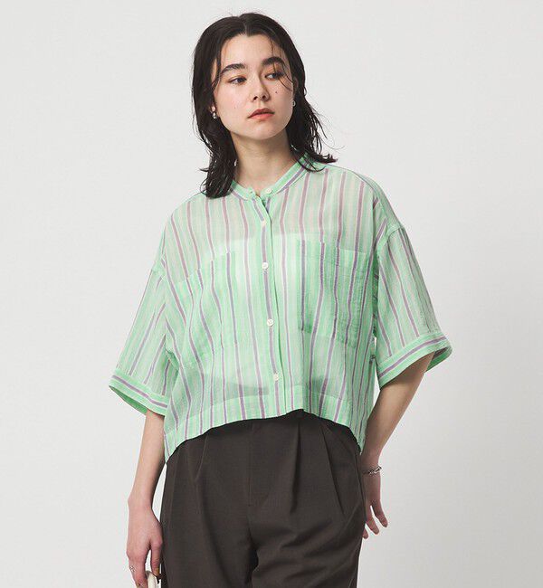 UNITED ARROWS green label relaxing「100/2 ポケット ストライプ シャツ」|シャツ・ブラウス|LIME
