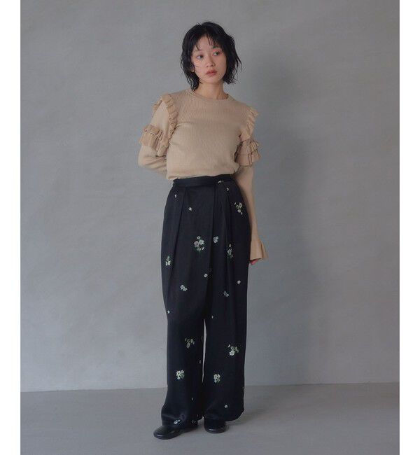 EMMEL REFINES「＜EMMEL REFINES＞EM フラワープリント ラップライク パンツ」|チノ|