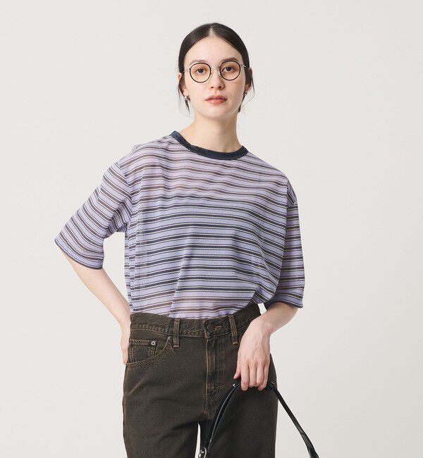 BEAUTY&YOUTH UNITED ARROWS「コットンポリエステル シアーボーダー Tシャツ」|Tシャツ・カットソー|LILAC