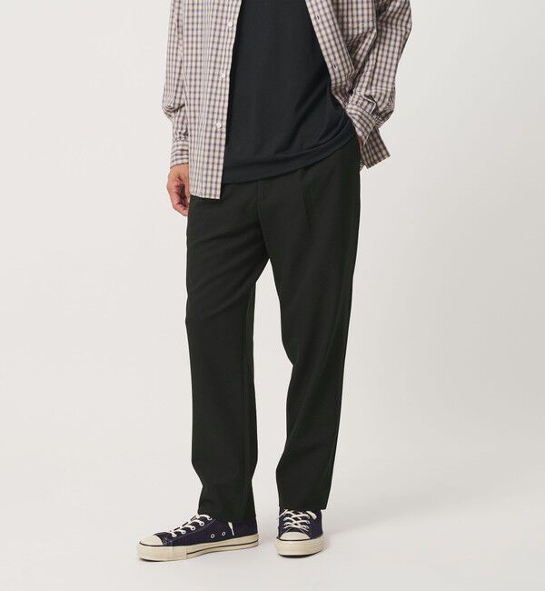 BEAUTY&YOUTH UNITED ARROWS「アルガン トロ 1プリーツ テーパード パンツ NO.7 タテヨコストレッチ」|チノ|BLACK