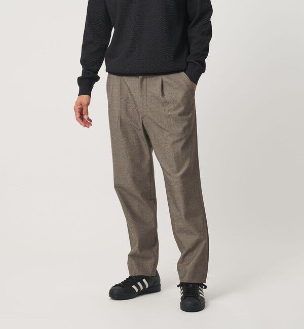 BEAUTY&YOUTH UNITED ARROWS「アルガン トロ 1プリーツ テーパード パンツ NO.7 タテヨコストレッチ」|チノ|