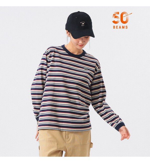 BEAMSBOY「【別注】LACOSTE / マルチ ボーダー Tシャツ」|Tシャツ・カットソー|166_MARINE