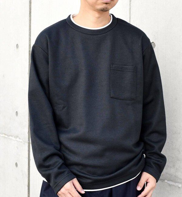SHIPS any「SHIPS any: パールワッフル フェイクレイヤード Tシャツ (ロンT)◇」|Tシャツ・カットソー|オリーブ