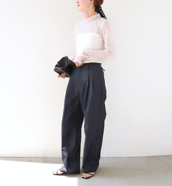 SHIPS for women「〈手洗い可能〉フラワー ストレッチ レース ハイネック トップス」|Tシャツ・カットソー|