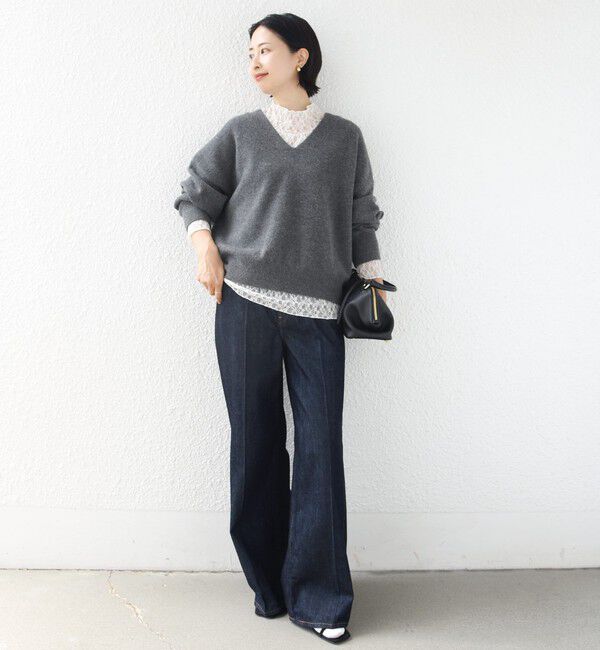 SHIPS for women「〈手洗い可能〉フラワー ストレッチ レース ハイネック トップス」|Tシャツ・カットソー|