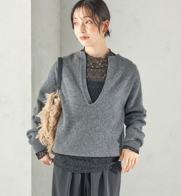 SHIPS for women「〈手洗い可能〉フラワー ストレッチ レース ハイネック トップス」|Tシャツ・カットソー|