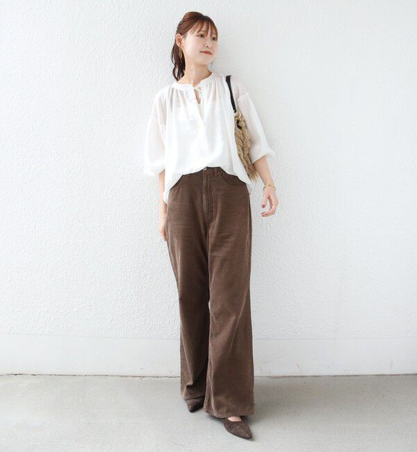 SHIPS for women「〈手洗い可能〉シアー タンブラー 袖 フリル スキッパー ブラウス」|シャツ・ブラウス|