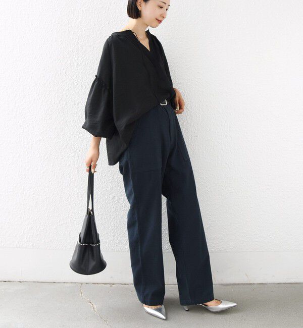 SHIPS for women「〈手洗い可能〉シアー タンブラー 袖 フリル スキッパー ブラウス」|シャツ・ブラウス|