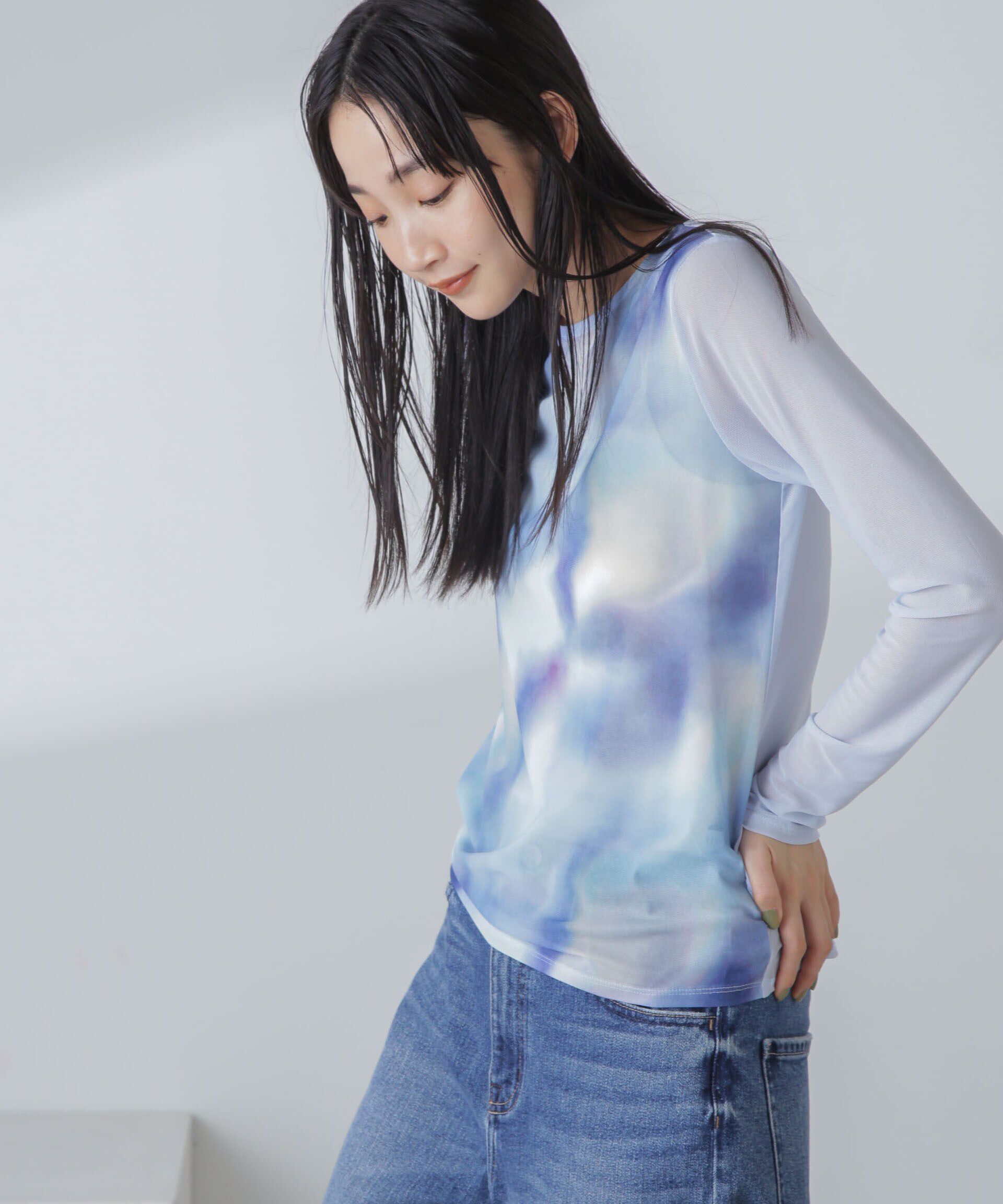 NANO universe「ストレッチチュール 前後2wayシアートップス」|シャツ・ブラウス|