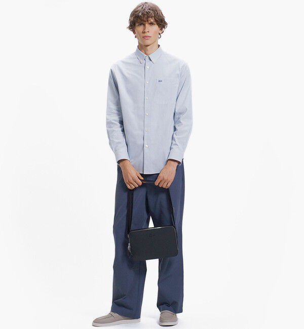 LACOSTE「イージーケア加工 ロンドンストライプ ストレッチボタンダウン長袖シャツ」|シャツ・ブラウス|