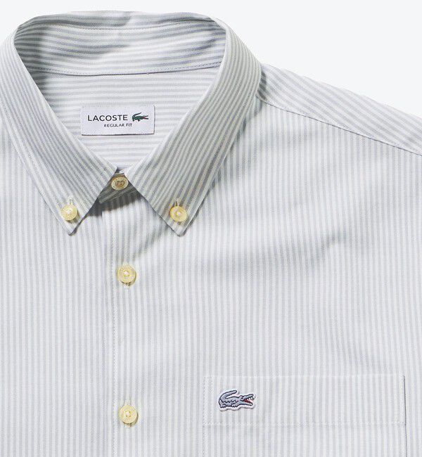 LACOSTE「イージーケア加工 ロンドンストライプ ストレッチボタンダウン長袖シャツ」|シャツ・ブラウス|