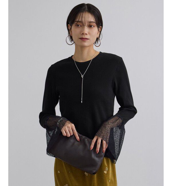 SALON adam et rope'「カフフレアミスティチュールロンT」|Tシャツ・カットソー|ブラック(01)