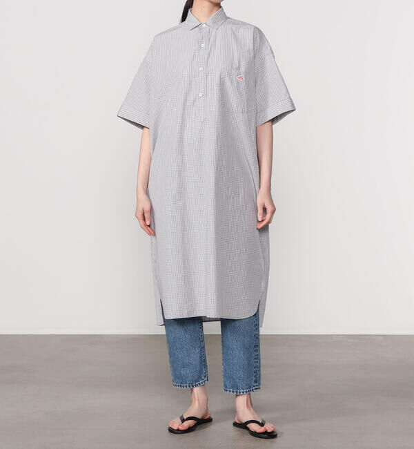 DANTON「DANTON | コットンポプリン 半袖シャツワンピース PLAID WOMEN」|ワンピース|