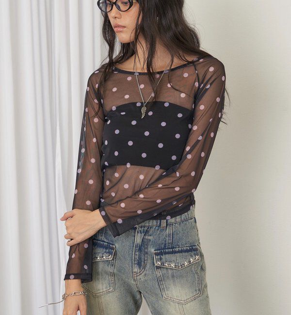 「【SLOPPY】パワーメッシュシアートップス（無地/ドット）」|Tシャツ・カットソー|