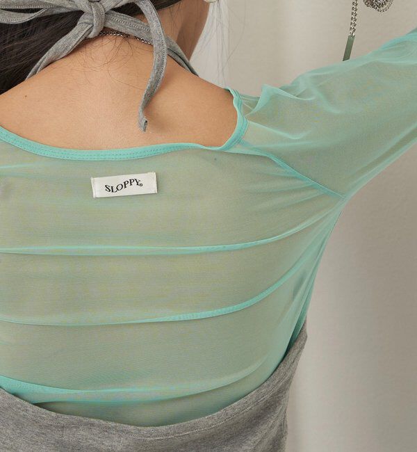  「【SLOPPY】パワーメッシュシアートップス（無地/ドット）」|Tシャツ・カットソー|サックスブルー