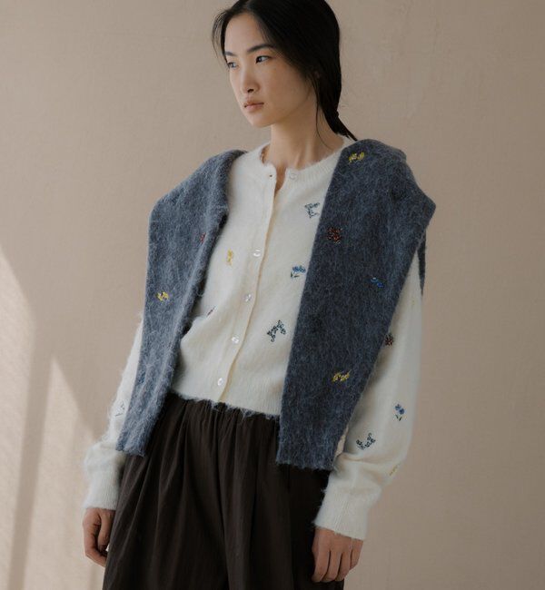  「刺繍ビジューカーディガン」|カーディガン|