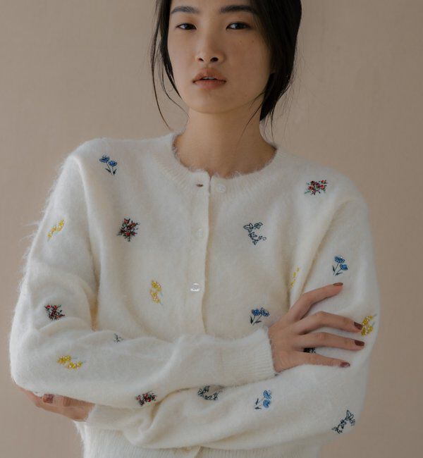  「刺繍ビジューカーディガン」|カーディガン|
