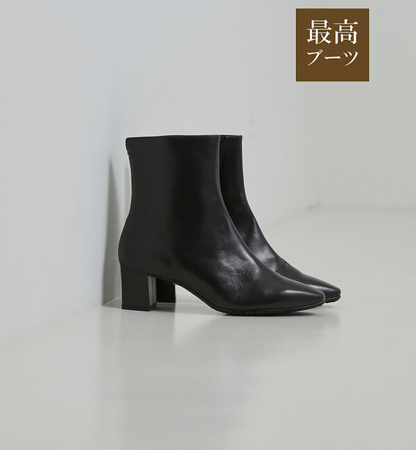 AU BANNISTER「【最高ブーツ/ 5.5cmヒール】スクエアトゥブーツ」|ショートブーツ|ブラック