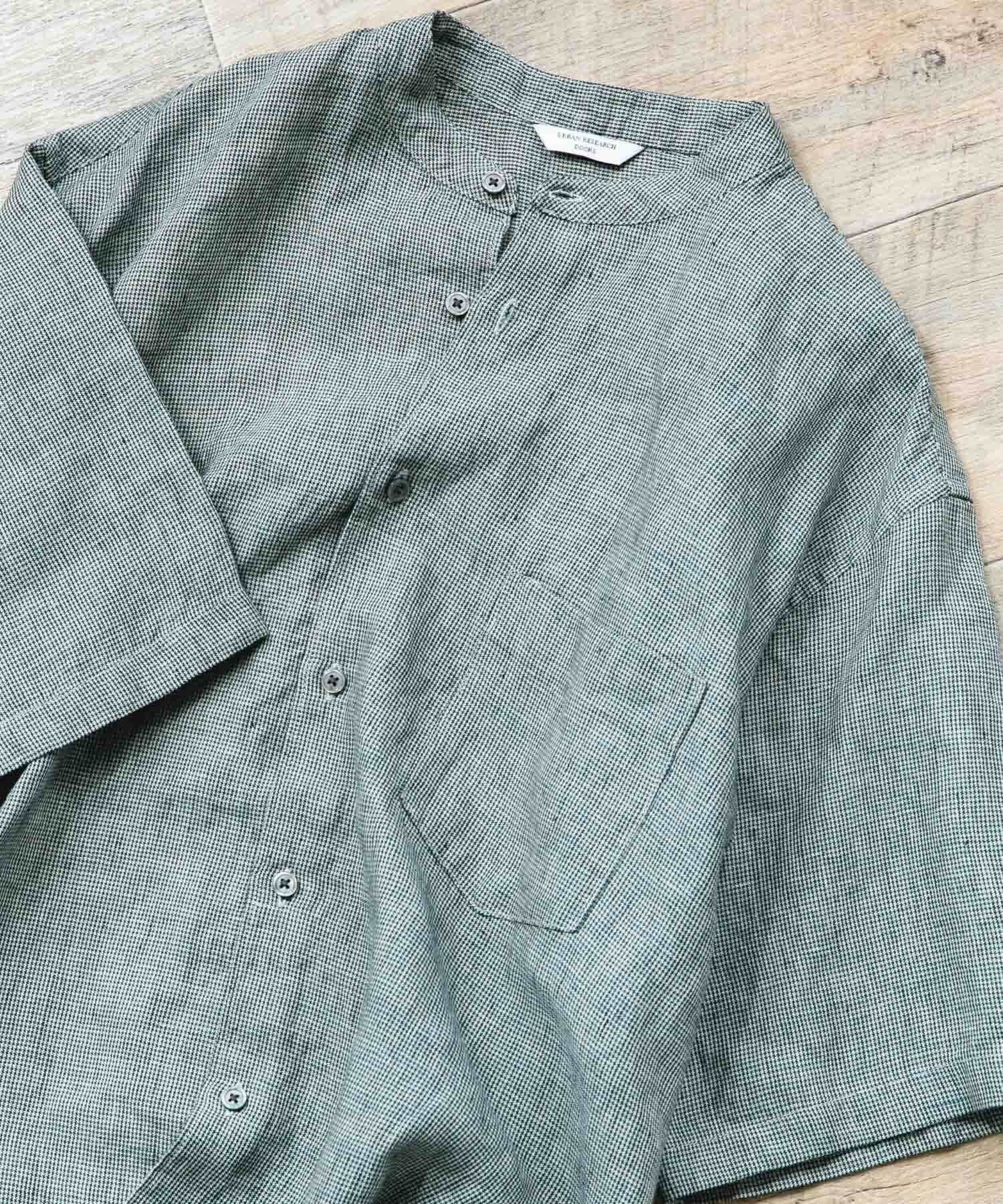 URBAN RESEARCH DOORS「シルケットリネン バンドカラーショートスリーブシャツ」|シャツ・ブラウス|