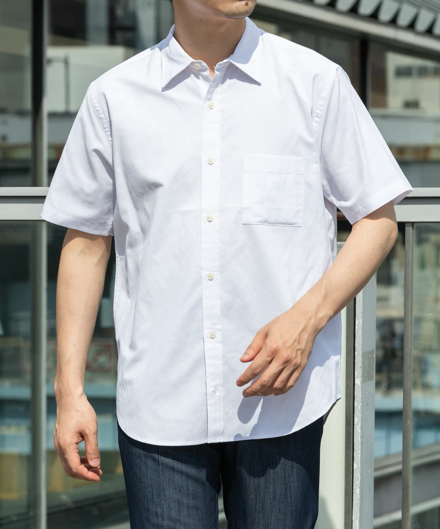 URBAN RESEARCH ROSSO「『イージーケア / XLサイズあり』ハイパフォーマンスリネン半袖シャツ」|シャツ・ブラウス|ホワイト
