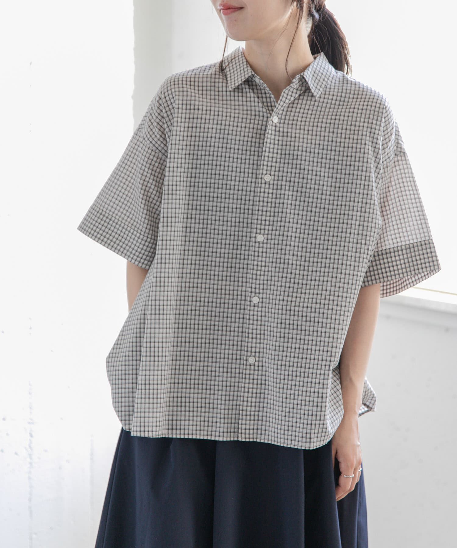 URBAN RESEARCH DOORS「FORK&SPOON　ワイド5分袖シャツ」|シャツ・ブラウス|