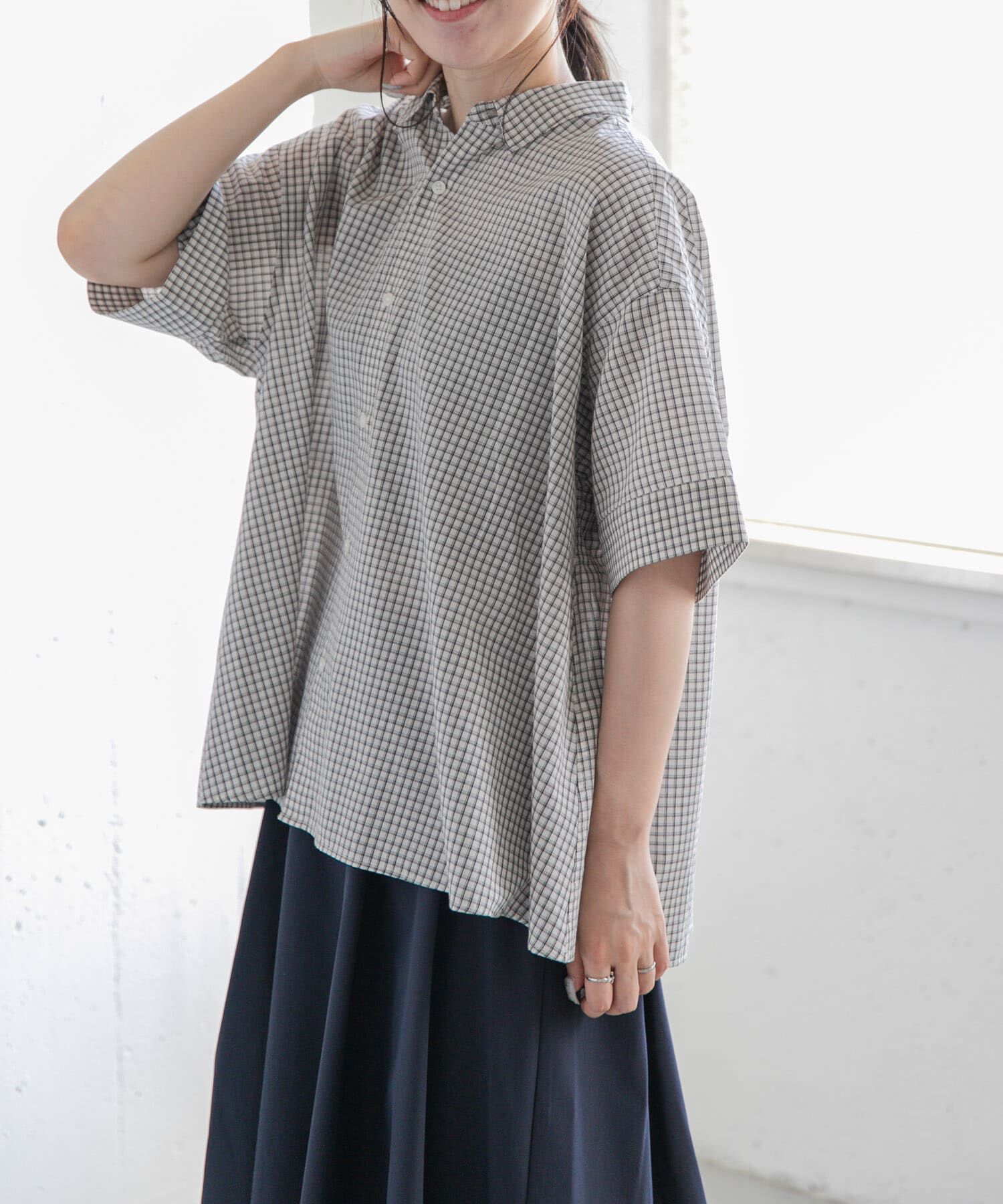 URBAN RESEARCH DOORS「FORK&SPOON　ワイド5分袖シャツ」|シャツ・ブラウス|
