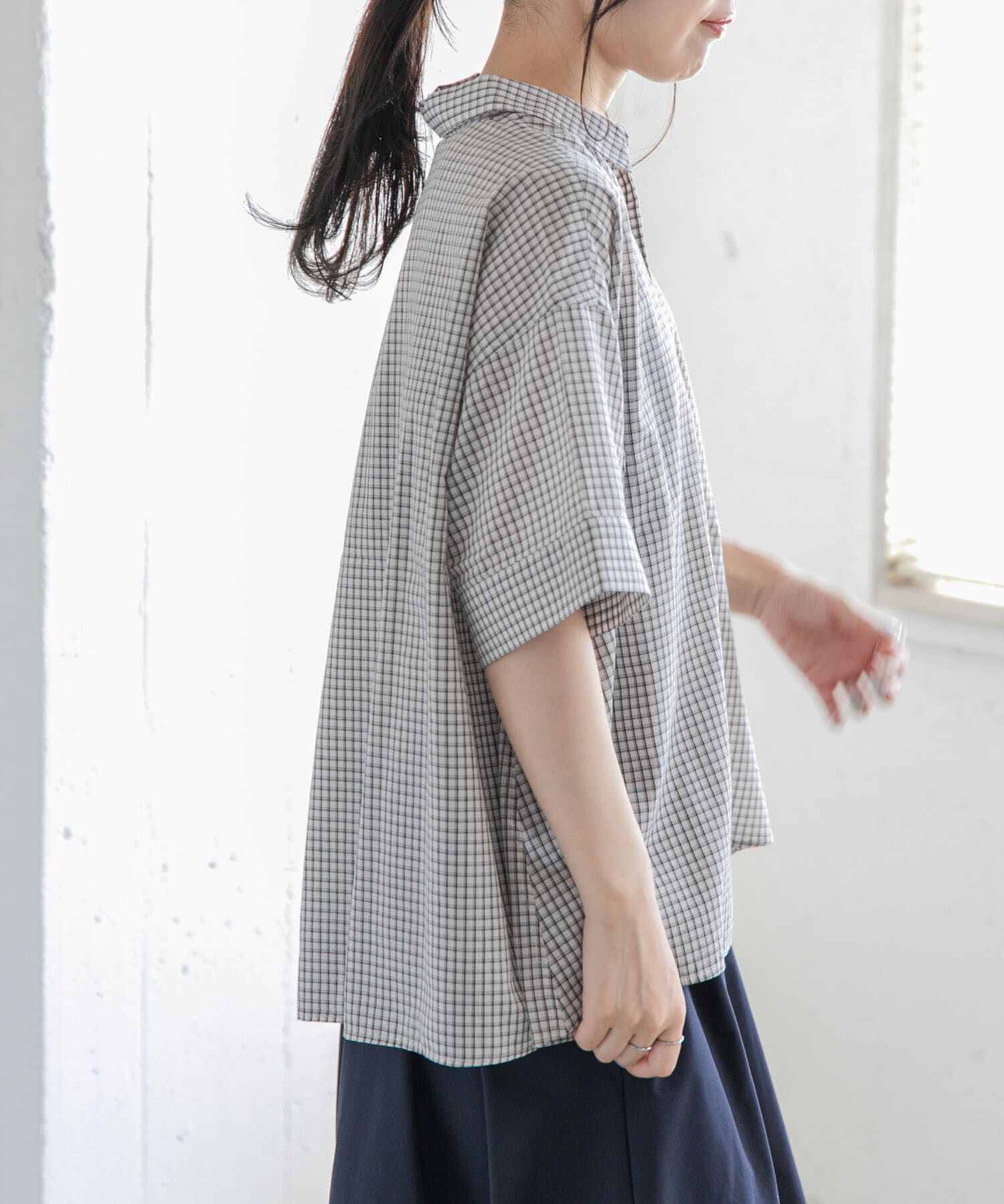 URBAN RESEARCH DOORS「FORK&SPOON　ワイド5分袖シャツ」|シャツ・ブラウス|