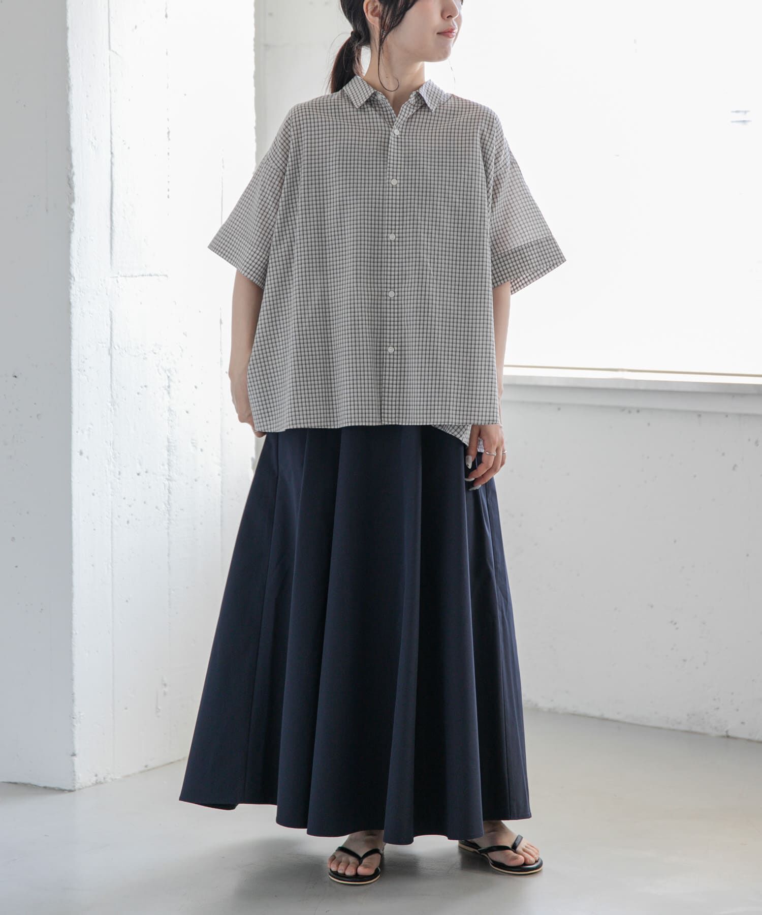 URBAN RESEARCH DOORS「FORK&SPOON　ワイド5分袖シャツ」|シャツ・ブラウス|