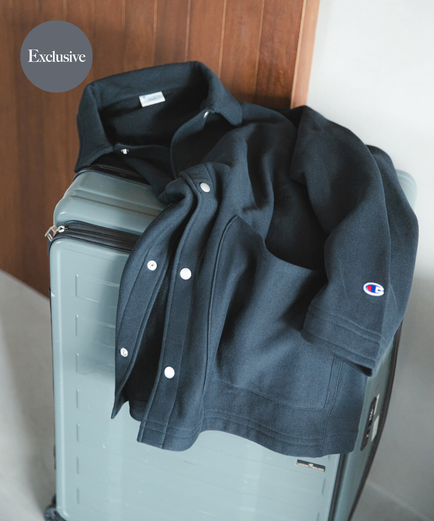 URBAN RESEARCH DOORS「『別注』Champion&times;DOORS　SWEAT COVERALL JACKET」|ノーカラーコート|ブラック