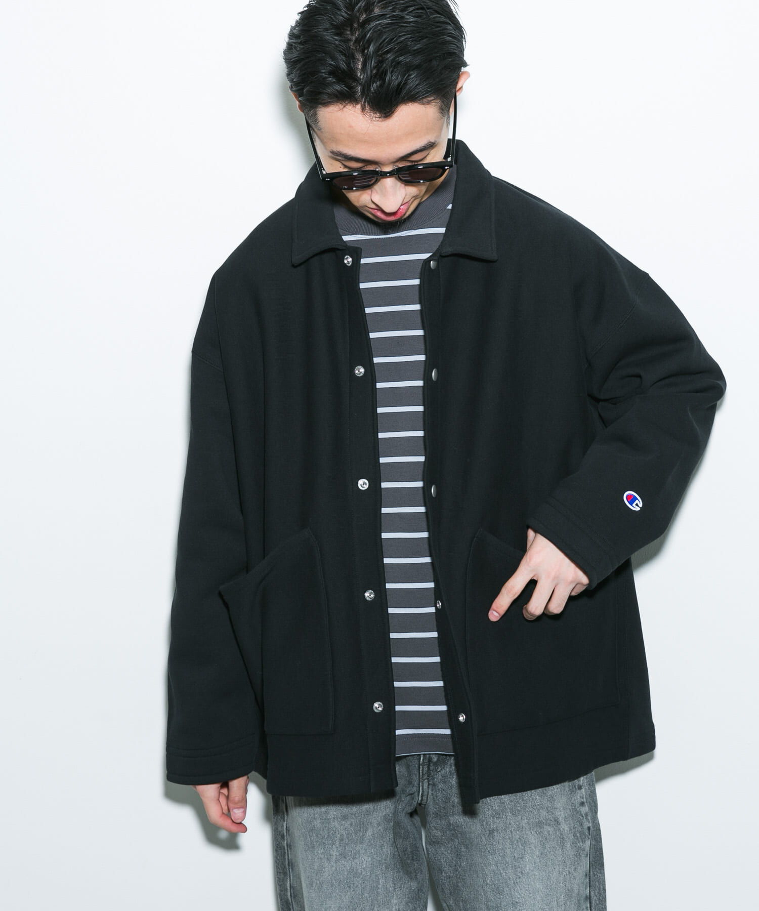 URBAN RESEARCH DOORS「『別注』Champion&times;DOORS　SWEAT COVERALL JACKET」|ノーカラーコート|