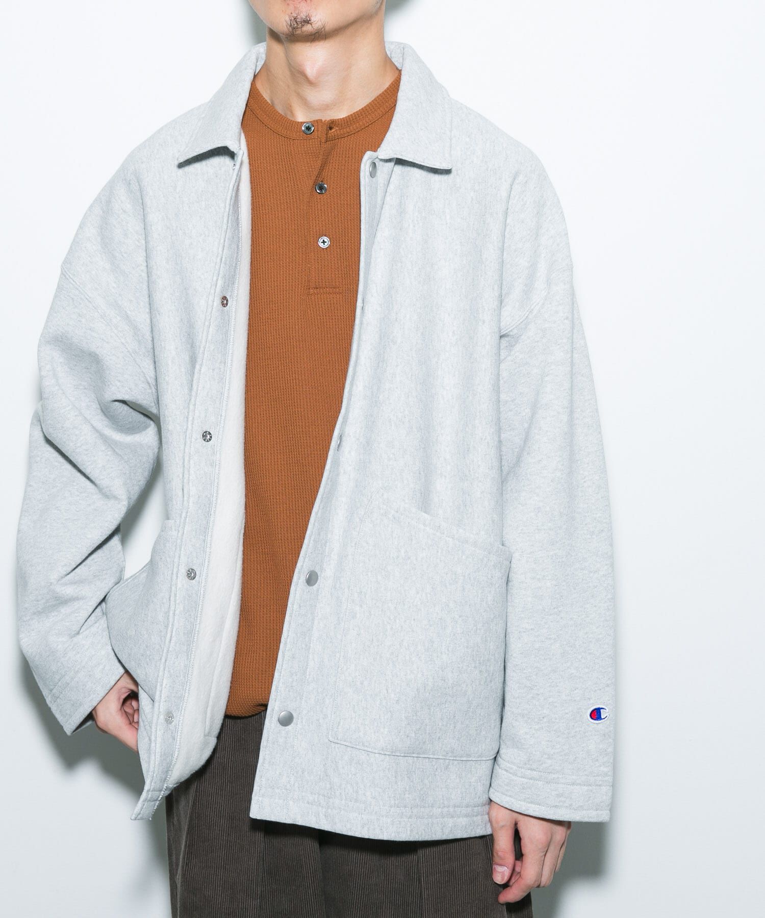 URBAN RESEARCH DOORS「『別注』Champion&times;DOORS　SWEAT COVERALL JACKET」|ノーカラーコート|