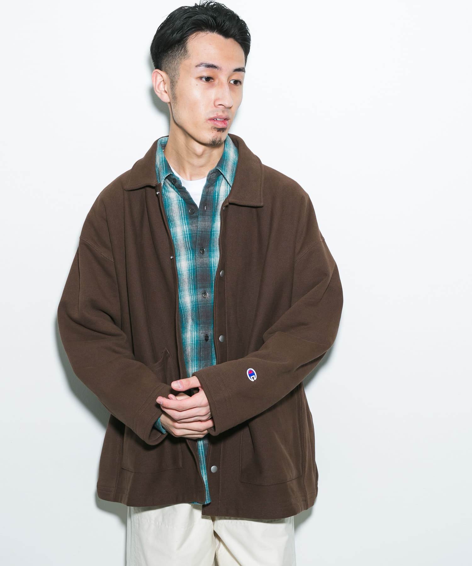 URBAN RESEARCH DOORS「『別注』Champion&times;DOORS　SWEAT COVERALL JACKET」|ノーカラーコート|